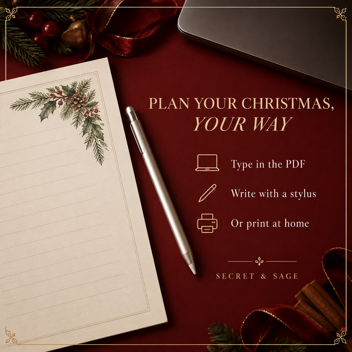 Christmas Hosting Planner Kit | Fillable PDF