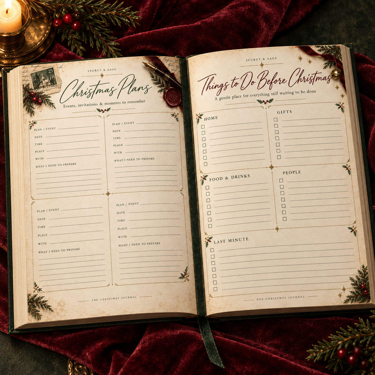 Printable Christmas Planner & Journal — Holiday Organizer PDF